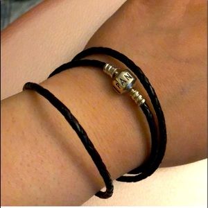 Brand new Pandora black leather bracelet